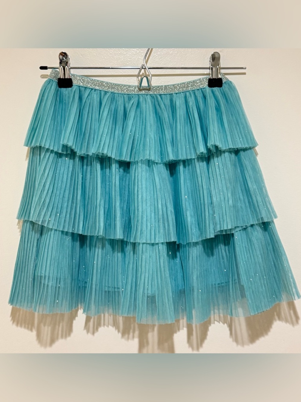 H&M Layered Pleated Tulle Sparkle Skirt - Aqua
